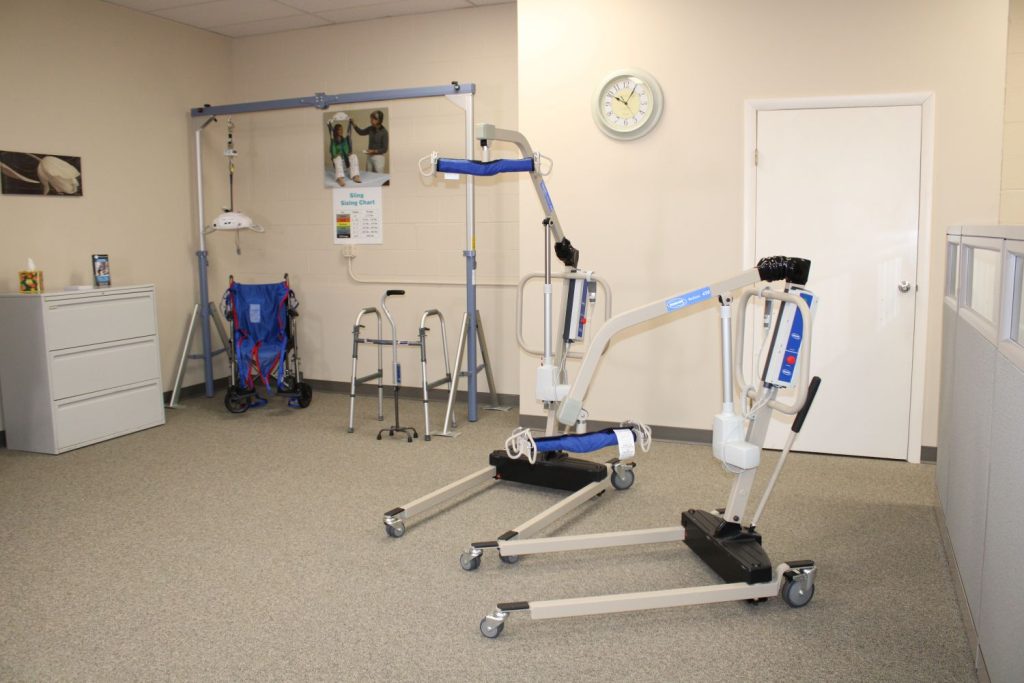 Patient Transport equipment on display at Bullock Access showroom in East Hartford, Connecticut